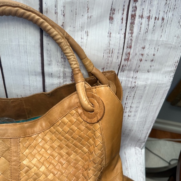 Chocolat Blu Tan Woven Leather Hobo Bag - Picture 5 of 17